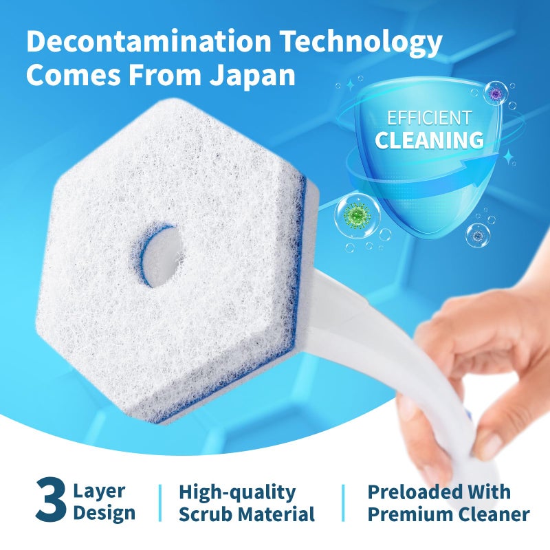 oshang Toilet Brush Refills, Toilet Refill Pads, Disposable Toilet Brush Heads for Toilet and Bathroom Cleaning, Compatible with Clorox Toilet Brush (32 Count) - Image 2